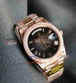 Noob Factory Rolex Day Date 40 Rose Gold Slate Ombre Dial Diamond Bezel Gain Weight Replica Watch